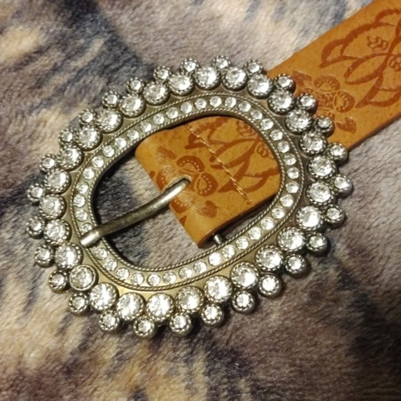 Western Rhinestone Buckle Belt Sz 3 (29-32") - Picture 2 of 7